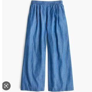 J.Crew Womens Wide-Leg Cropped Chambray Pull-On Pants Sz 14 Closet Staple NWT